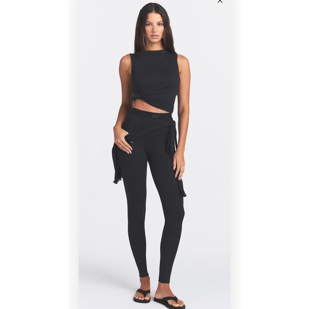 Skims Cotton Rib Legging Women XL Soot Black NWT Ribbed Loungewear Viral